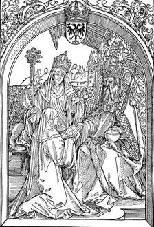 Hrotsvitha Presenting Her Book to the Emperor Otto I 1501 (1906). Artist: Albrecht Durer