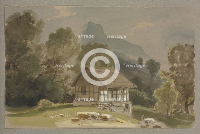 Hut in an alpine landscape, c1849. Creator: Carl Theodor Reiffenstein.