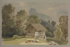 Hut in an alpine landscape, c1849. Creator: Carl Theodor Reiffenstein