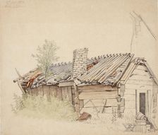Hut in Lehtisaari, Espoo, 1867. Creator: Magnus von Wright