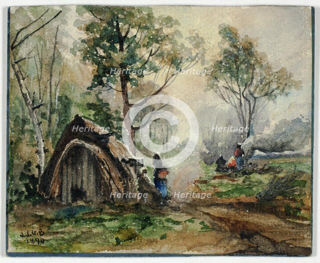 Hut in Woodland Setting, 1890. Creator: John Joseph Gustave Burghoffe.