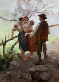 Hutsuls in Conversation, c1888. Creator: Waclaw Szymanowski
