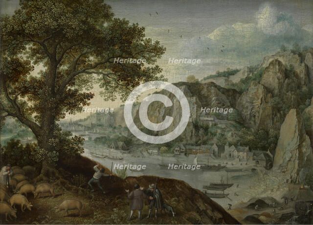 Huy viewed from Ahin, c1570-1580. Creator: Lucas van Valckenborch.