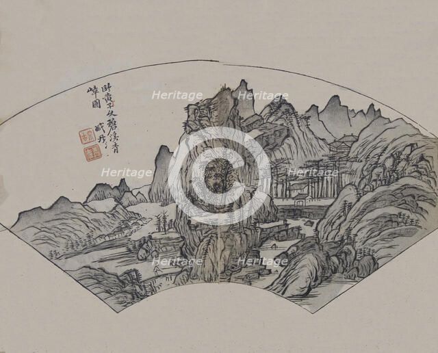 Huang Gongwang’s (1269-1354) Emerald Streams and Verdant Cliffs, as interpr..., First edition, 1679. Creator: Wang Gai.