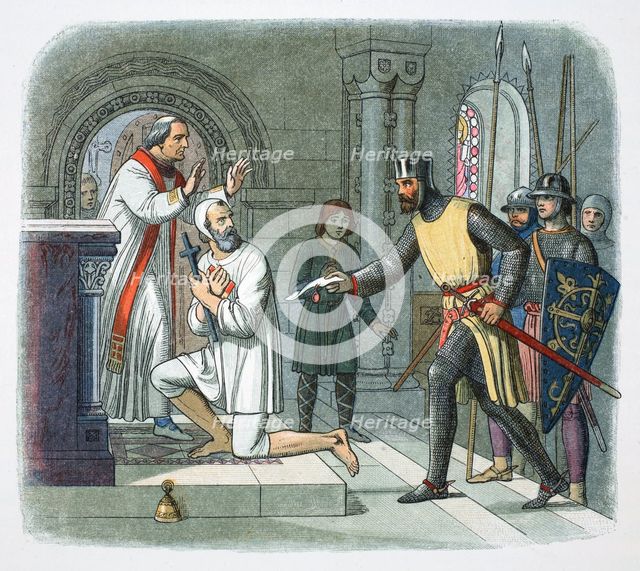 Hubert de Burgh taken from sanctuary at Boisars, France, 1232 (1864). Creator: James William Edmund Doyle.