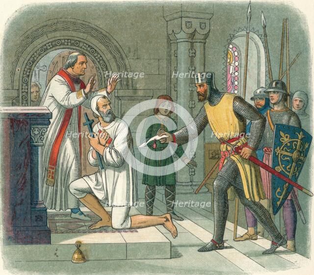 'Hubert taken from sanctuary at Boisars', 1232 (1864). Artist: James William Edmund Doyle.