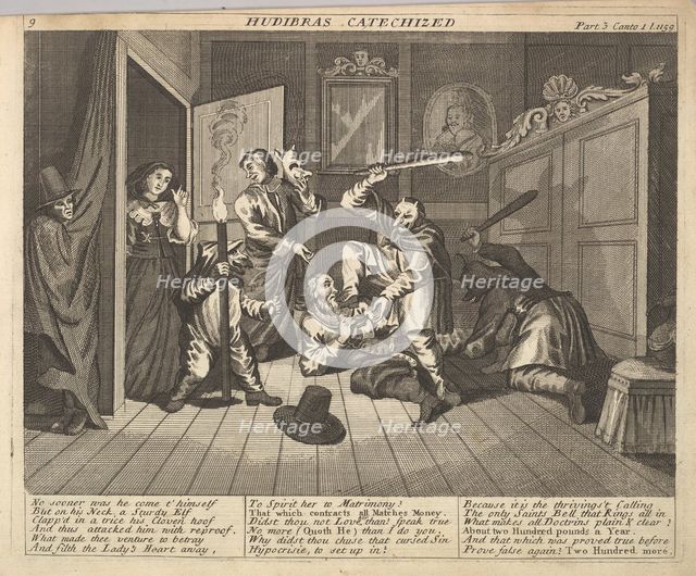 Hudibras Catechized (Plate 9: Illustrations to Samuel Butler's Hudibras), 1725-30 (?). Creator: Unknown.