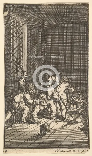 Hudibras Catechized (Seventeen Small Illustrations for Samuel Butler's Hudibras, no. 14), 1721-26. Creator: William Hogarth.