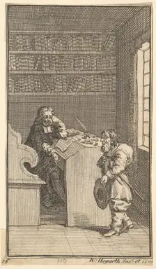 Hudibras and the Lawyer (Seventeen Small Illustrations for Samuel Butler's Hudibras, no..., 1721-26. Creator: William Hogarth