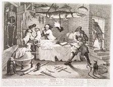 Hudibras beats Sidrophel and his man Whacum 18th century. Creator: William Hogarth