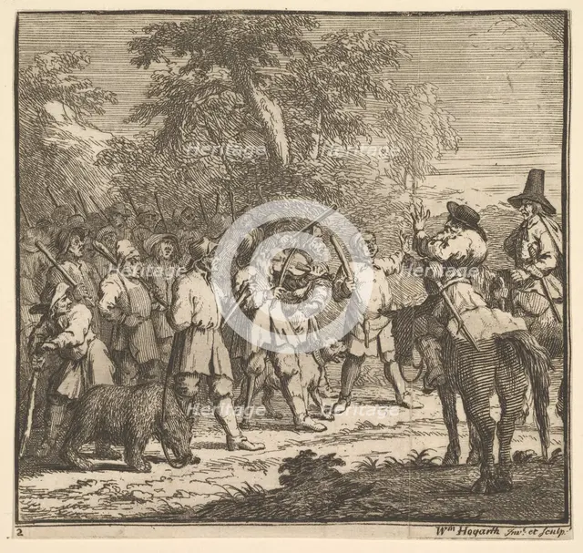 Hudibras First Adventure (Seventeen Small Illustrations for Samuel Butler's Hudibras, n..., 1721-26. Creator: William Hogarth.