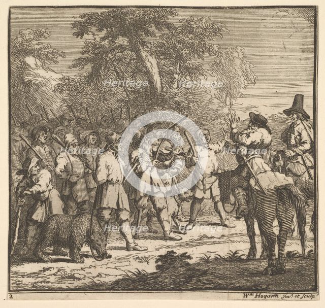 Hudibras First Adventure (Seventeen Small Illustrations for Samuel Butler's Hudibras, n..., 1721-26. Creator: William Hogarth.