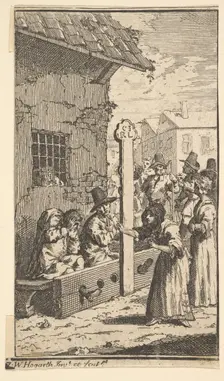 Hudibras in Tribulation (Seventeen Small Illustrations for Samuel Butler's Hudibras, no..., 1721-26. Creator: William Hogarth