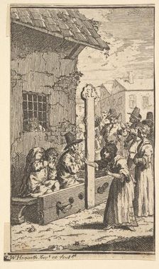 Hudibras in Tribulation (Seventeen Small Illustrations for Samuel Butler's Hudibras, no..., 1721-26. Creator: William Hogarth