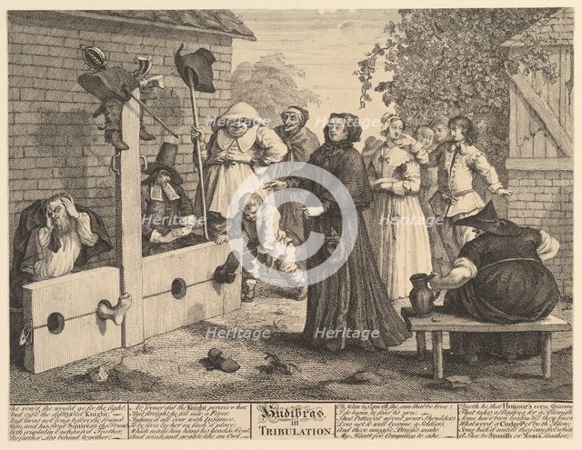 Hudibras in Tribulation (Twelve Large Illustrations for Saumel Butler's Hudibr..., February 1725-26. Creator: William Hogarth.