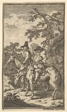 Hudibras Sallying Forth (Seventeen Small Illustrations for Samuel Butler's Hudibras, no..., 1721-26. Creator: William Hogarth
