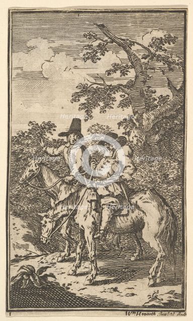 Hudibras Sallying Forth (Seventeen Small Illustrations for Samuel Butler's Hudibras, no..., 1721-26. Creator: William Hogarth.