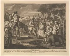 Hudibras's First Adventure (Twelve Large Illustrations for Samuel Butler's Hudibras, Pl..., 1725-68. Creator: William Hogarth