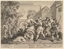 Hudibras Vanquished by Trulla (Twelve Large Illustrations for Samuel Butler's ..., February 1725-26. Creator: William Hogarth