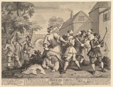 Hudibras Vanquished by Trulla (Twelve Large Illustrations for Samuel Butler's ..., February 1725-26. Creator: William Hogarth
