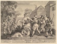Hudibras Vanquished by Trulla (Twelve Large Illustrations for Samuel Butler's ..., February 1725-26. Creator: William Hogarth