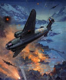 Hudson bombers on a coastal raid, between 1939 and 1946. Creator: Charles E Turner