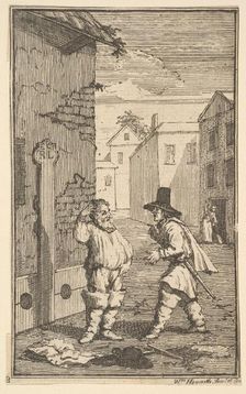 Hudubras and Ralpho Disputing (Seventeen Small Illustrations for Samuel Butler's Hudibr..., 1721-26. Creator: William Hogarth