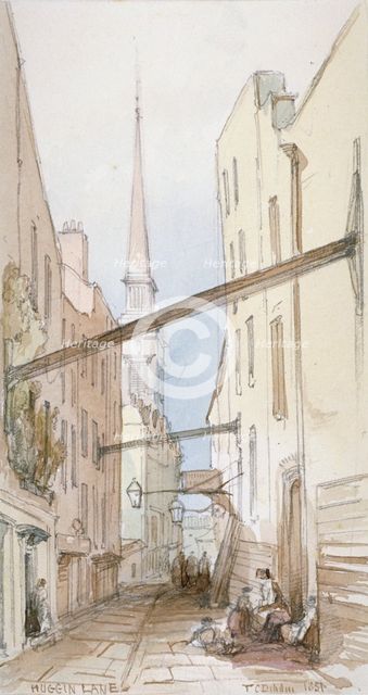 Huggin Lane, City of London, 1851. Artist: Thomas Colman Dibdin