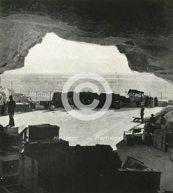 'Huge bombproof stores and repair shops were made from the caves', c1942-1943, (1945). Creator: Unknown.