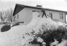 Huge snowdrift after a storm, Landskrona, Sweden, 1978