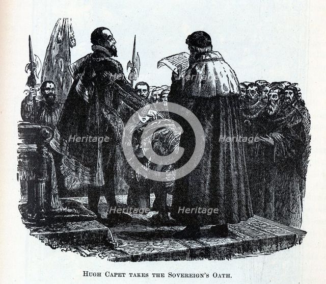 Hugh Capet takes the Sovereign's Oath, 1882. Artist: Anonymous  