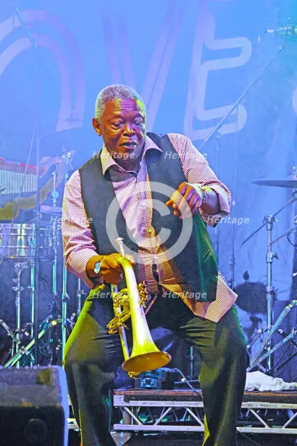 Hugh Masekela, Love Supreme Jazz Festival, Glynde Place, East Sussex, 2015. Artist: Brian O'Connor.