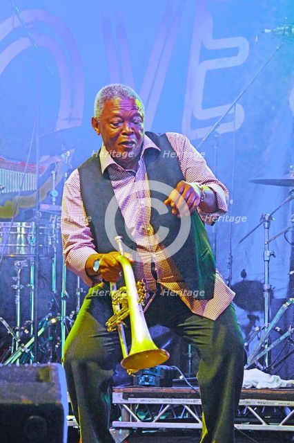 Hugh Masekela, Love Supreme Jazz Festival, Glynde Place, East Sussex, 2015. Artist: Brian O'Connor.