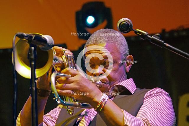 Hugh Masekela, Love Supreme Jazz Festival, Glynde Place, East Sussex, 2015. Artist: Brian O'Connor.