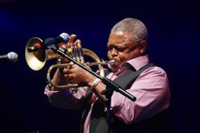 Hugh Masekela, Love Supreme Jazz Festival, Glynde Place, East Sussex, 2015. Artist: Brian O'Connor