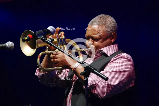 Hugh Masekela, Love Supreme Jazz Festival, Glynde Place, East Sussex, 2015. Artist: Brian O'Connor.