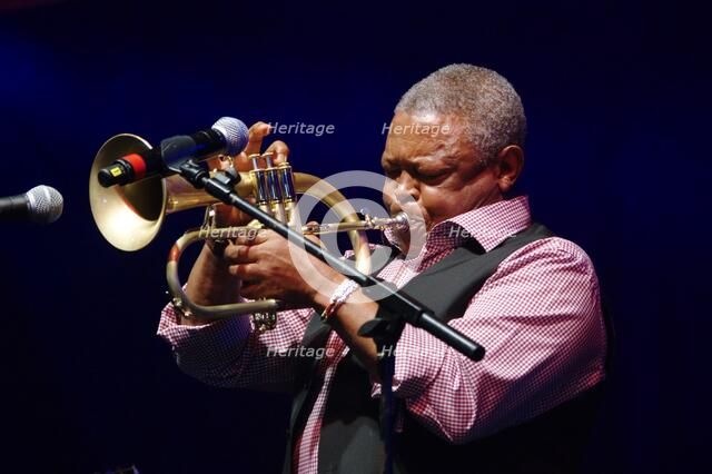 Hugh Masekela, Love Supreme Jazz Festival, Glynde Place, East Sussex, 2015. Artist: Brian O'Connor.