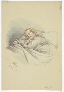 Hugh Sleeping, 1847. Creator: Elizabeth Murray