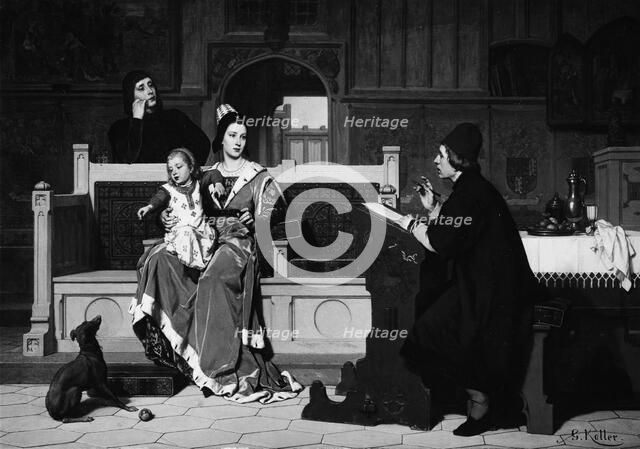 Hugo van der Goes Painting the Portrait of Mary of Burgundy. Creator: Wilhelm Koller.