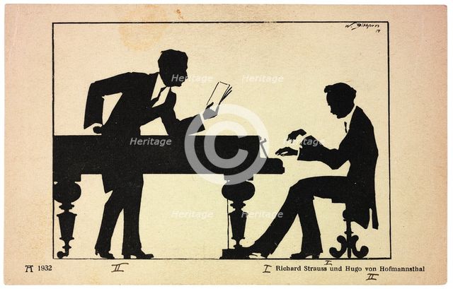 Hugo von Hofmannsthal (1874-1929) and Richard Strauss (1864-1949), 1914. Creator: Bithorn, Wilhem (Willi) (1859-1928).