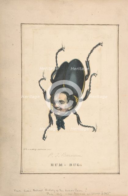 Hum-Bug (P. T. Barnum), from the Comic Natural History of the Human Race, 1851. Creators: Henry Louis Stephens, L. Rosenthal.