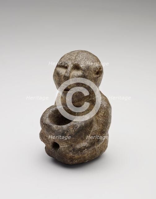 Human effigy pipe bowl, 1000 BCE-1500 CE. Creator: Unknown.