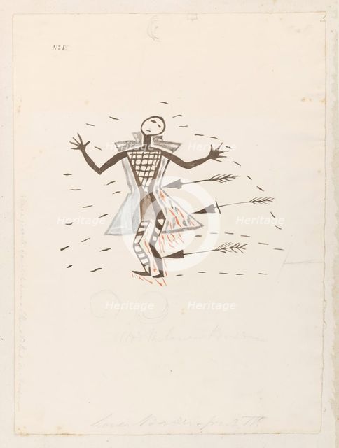 Human figure with arrows, (1855?).  Creator: Thomas Bateman.