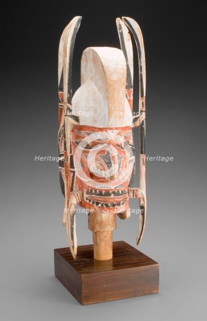 Human head on post for Malaggan funerary rituals, 1880-1920. Creator: Unknown.