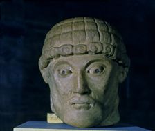 Human Head sculptural relief, marble, c. 1160-1165, by the Master of Cabestany, from the mona…