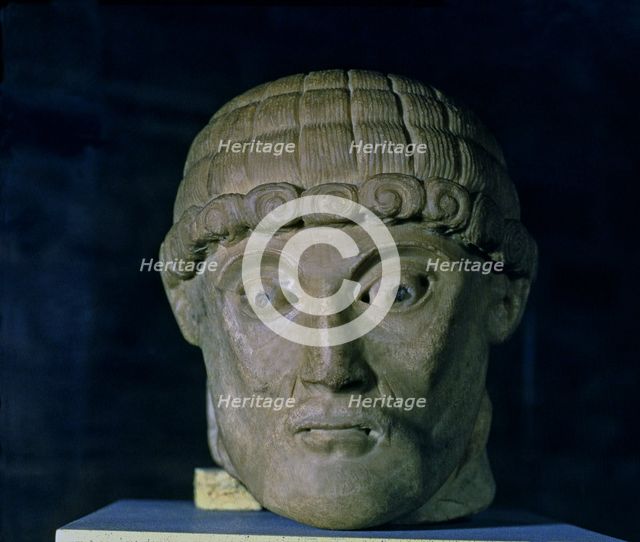  'Human Head', sculptural relief, marble, c. 1160-1165, by the Master of Cabestany, from the mona…
