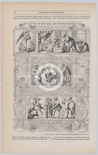 Human life, after frescoes by Eduard Bendemann in the throne room of the Dresden Royal Pal..., 1851. Creator: Anon.