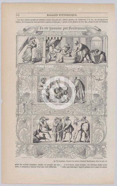 Human life, after frescoes by Eduard Bendemann in the throne room of the Dresden Royal Pal..., 1851. Creator: Anon.