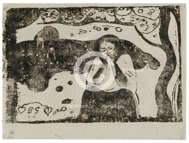 Human Miseries, from the Suite of Late Wood-Block Prints, 1898/99. Creator: Paul Gauguin.