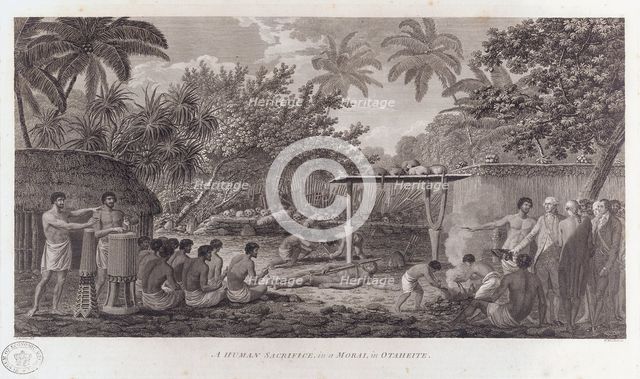 Human sacrifice on Tahiti in the South Pacific, c1773. Creator: William Woollett.